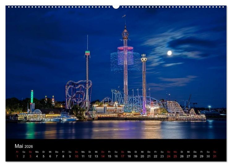 Produktbild: N&auml;chtliche St&auml;dte (hochwertiger Premium Wandkalender 2026 DIN A2 quer), Kunstdruck in Hochglanz