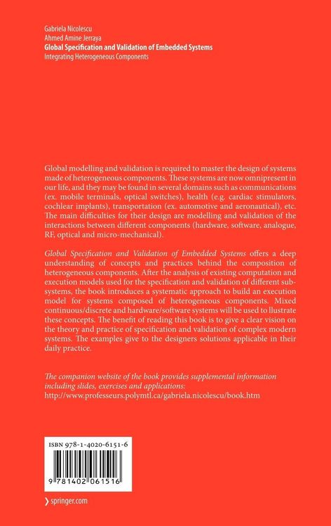 Produktbild: Global Specification and Validation of Embedded Systems