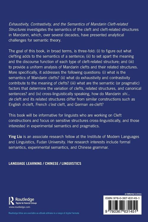 Produktbild: Exhaustivity, Contrastivity, and the Semantics of Mandarin Cleft-related Structures