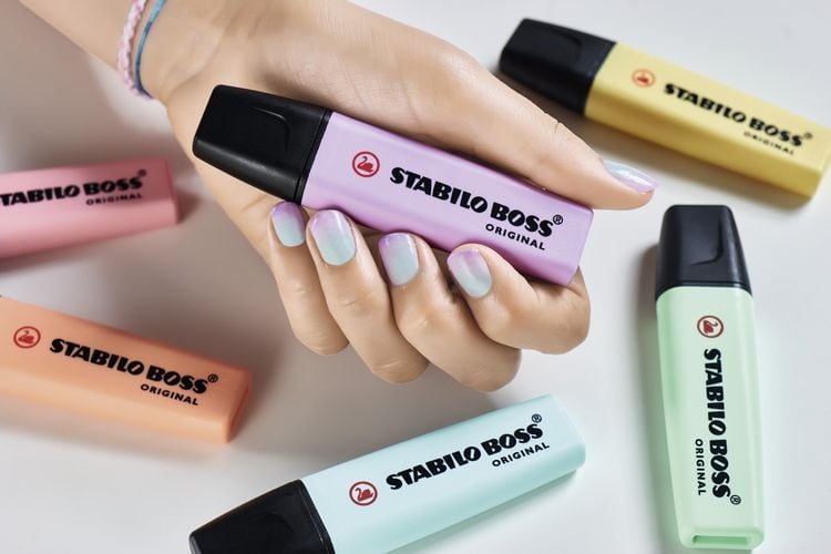 Textmarker - STABILO BOSS ORIGINAL Pastel - 4er Pack - Hauch von Minzgrün, rosiges Rouge, Schimmer von Lila, zartes Türkis