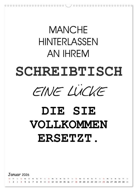 Produktbild: Typo-Kalender f&uuml;r das B&uuml;ro. Gemeine und lustige Spr&uuml;che (hochwertiger Premium Wandkalender 2026 DIN A2 hoch), Kunstdruck in Hochglanz