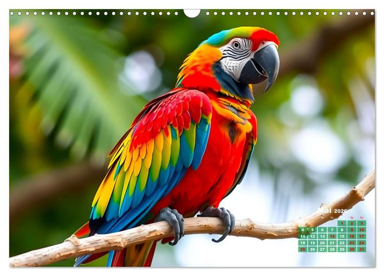 Produktbild: Leuchtend farbenfrohe V&ouml;gel (Wandkalender 2026 DIN A3 quer), CALVENDO Monatskalender