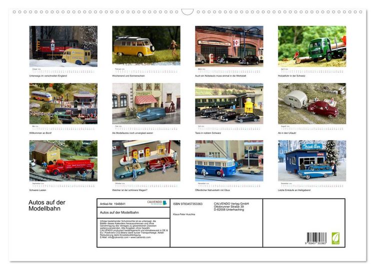 Produktbild: Autos auf der Modellbahn (Wandkalender 2026 DIN A2 quer), CALVENDO Monatskalender