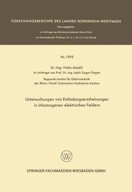 Produktbild: Untersuchungen von Entladungserscheinungen in inhomogenen elektrischen Feldern
