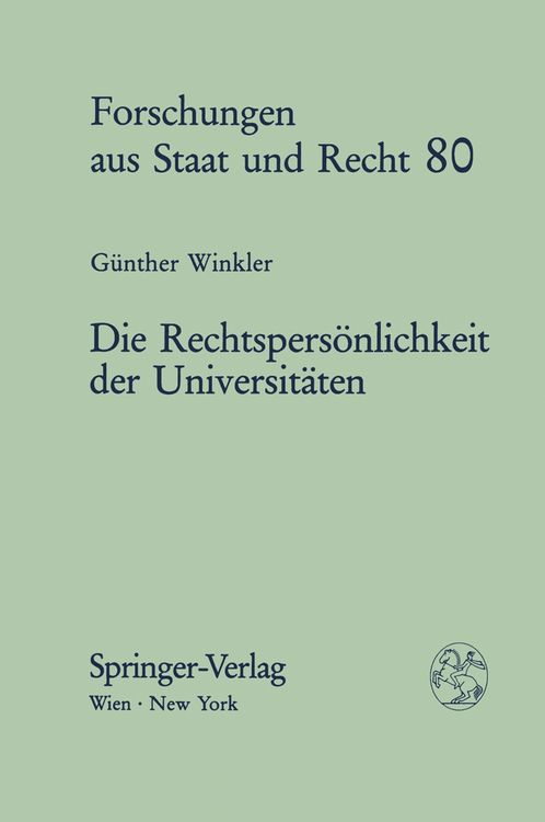 Produktbild: Die Rechtspers&ouml;nlichkeit der Universit&auml;ten