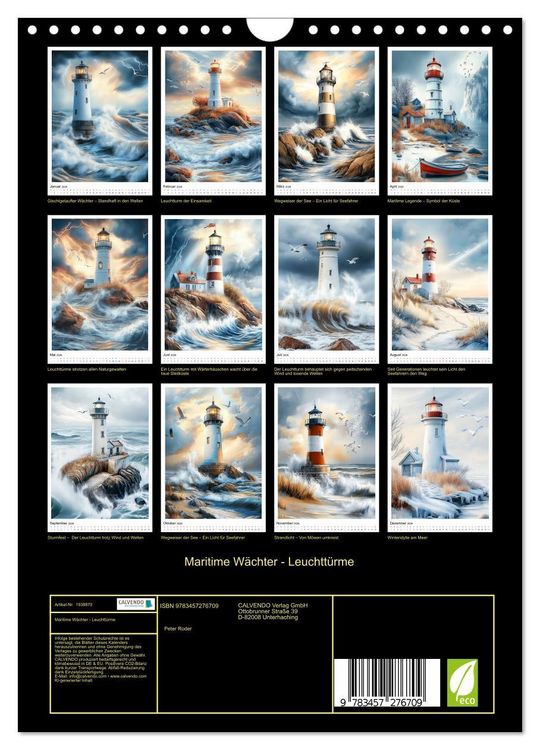 Produktbild: Maritime W&auml;chter - Leuchtt&uuml;rme (Wandkalender 2026 DIN A4 hoch), CALVENDO Monatskalender