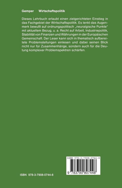 Produktbild: Wirtschaftspolitik