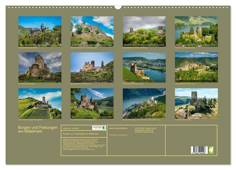 Produktbild: Burgen und Festungen am Mittelrhein (Wandkalender 2027 DIN A2 quer), CALVENDO Monatskalender