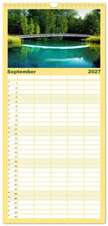 Produktbild: Familienplaner 2027 - Zur Ruhe kommen Fantasiereisen mit KI mit 5 Spalten (Wandkalender, 21 x 45 cm) CALVENDO