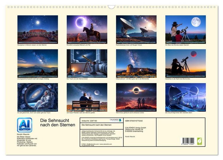 Produktbild: Die Sehnsucht nach den Sternen (Wandkalender 2027 DIN A2 quer), CALVENDO Monatskalender