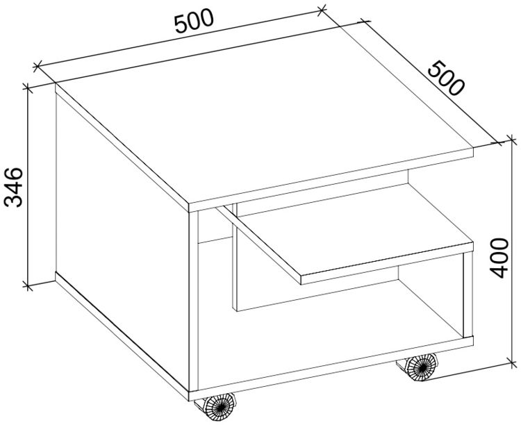 Produktbild: Holz Sofatisch Couchtisch Rollen rollbar Stango S