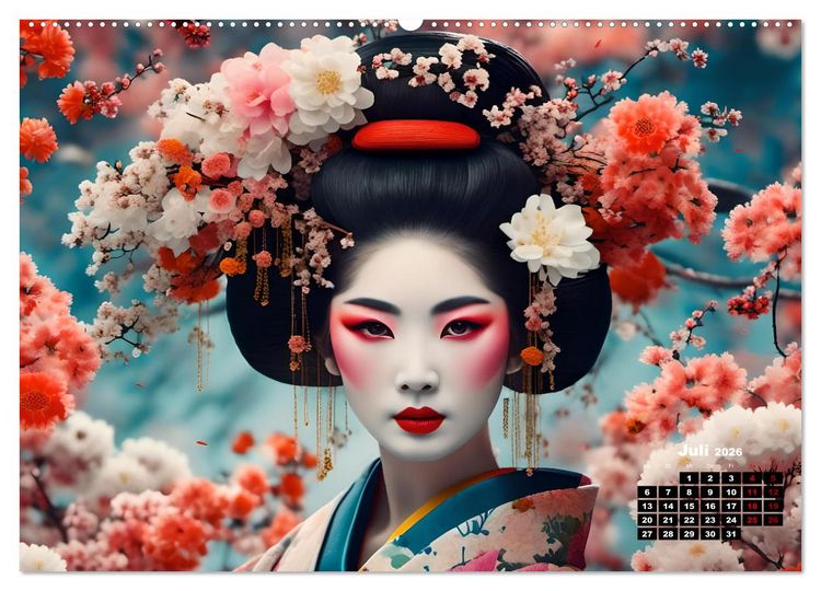 Produktbild: Geishas Portraits von japanischen Gastgeberinnen inspiriert (Wandkalender 2026 DIN A2 quer), CALVENDO Monatskalender