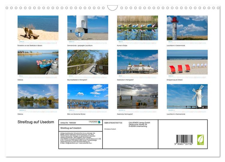 Produktbild: Streifzug auf Usedom (Wandkalender 2026 DIN A3 quer), CALVENDO Monatskalender