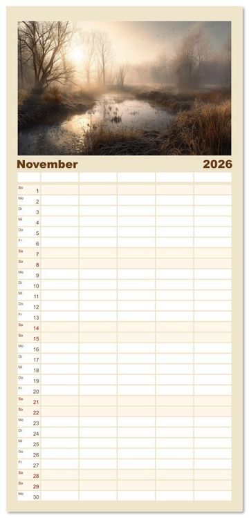 Produktbild: Familienplaner 2026 - Himmlische Landschaften des Lichts mit 5 Spalten (Wandkalender, 21 x 45 cm) CALVENDO