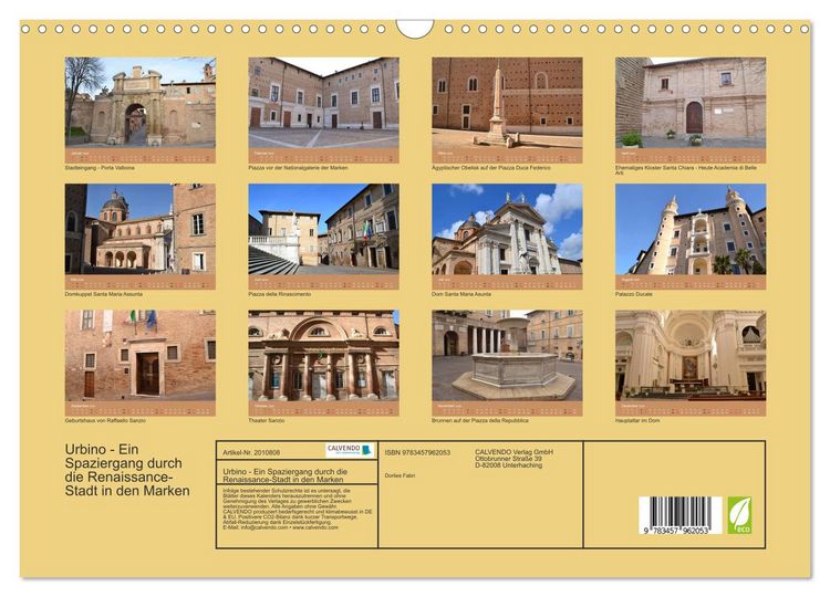 Produktbild: Urbino - Ein Spaziergang durch die Renaissance-Stadt in den Marken (Wandkalender 2026 DIN A3 quer), CALVENDO Monatskalender