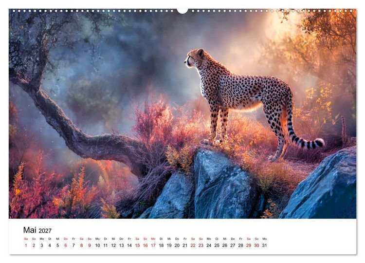 Produktbild: Eleganz und Instinkt - die beeindruckende Welt der Geparden (hochwertiger Premium Wandkalender 2027 DIN A2 quer), Kunstdruck in Hochglanz