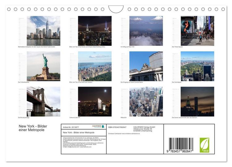 Produktbild: New York - Bilder einer Metropole (Wandkalender 2026 DIN A4 quer), CALVENDO Monatskalender
