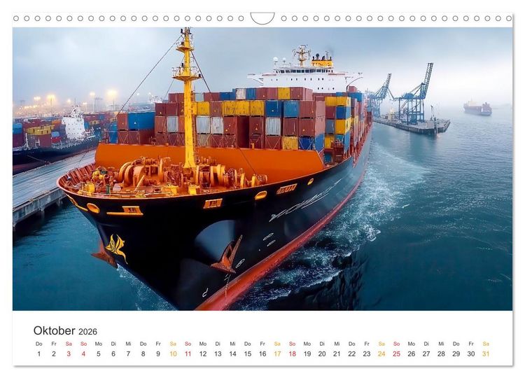 Produktbild: Containerschiffe - Giganten im Fokus (Wandkalender 2026 DIN A3 quer), CALVENDO Monatskalender