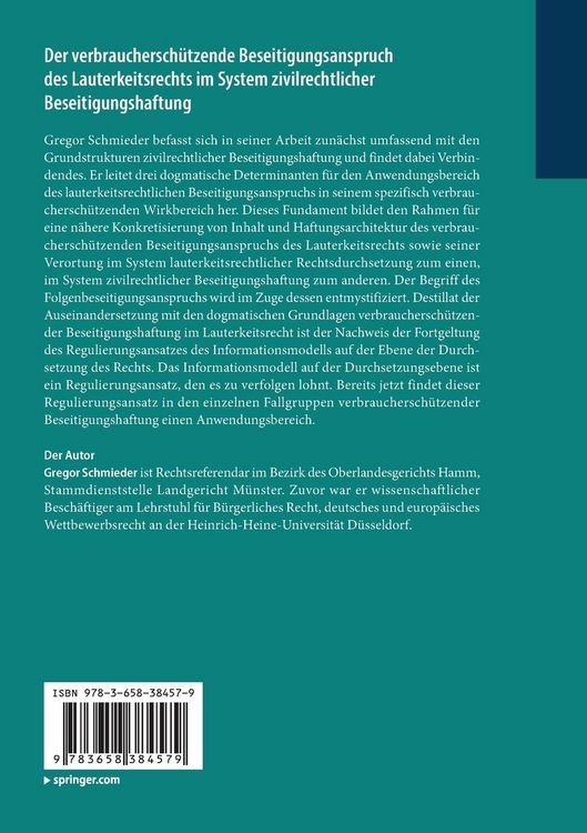 Produktbild: Der verbrauchersch&uuml;tzende Beseitigungsanspruch des Lauterkeitsrechts im System zivilrechtlicher Beseitigungshaftung