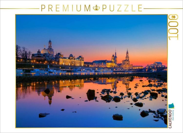 Produktbild: CALVENDO Puzzle Dresden am Abend | 1000 Teile Lege-Gr&ouml;&szlig;e 64x48cm Foto-Puzzle f&uuml;r gl&uuml;ckliche Stunden