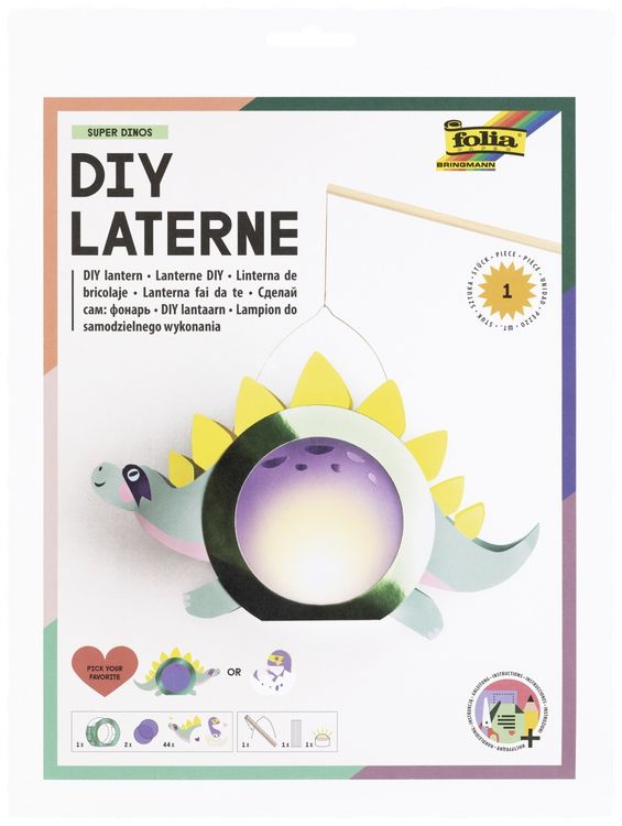 Produktbild: FOLIA Bastelartikel Laternen-Bastelsets SUPER DINOS, inkl. 1 LED-Licht und Batterien