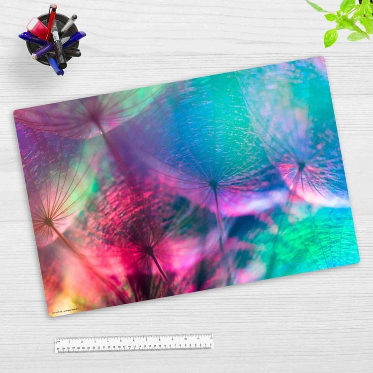 Produktbild: Cover-your-desk Schreibtischunterlage f&uuml;r Kinder und Erwachsene Pusteblume im bunten Farbspiel, aus hochwertigem Vinyl , 60 x 40 cm