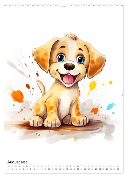Produktbild: Verspielte Hunde (hochwertiger Premium Wandkalender 2026 DIN A2 hoch), Kunstdruck in Hochglanz