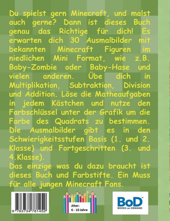 Produktbild: Funcraft - Das inoffizielle Mathe Ausmalbuch: Minecraft Minis (Cover Hase)