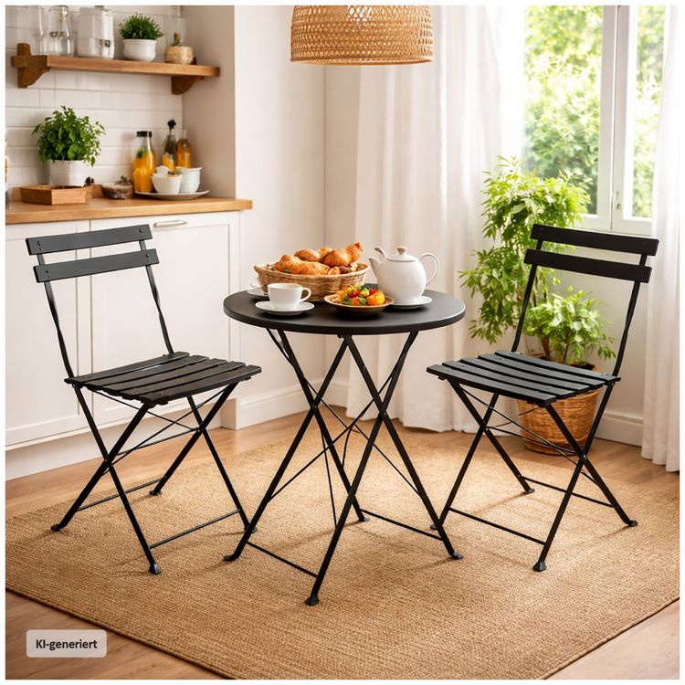 HTI-Living Gartentisch Basil Metall rund klappbar Schwarz kaufen