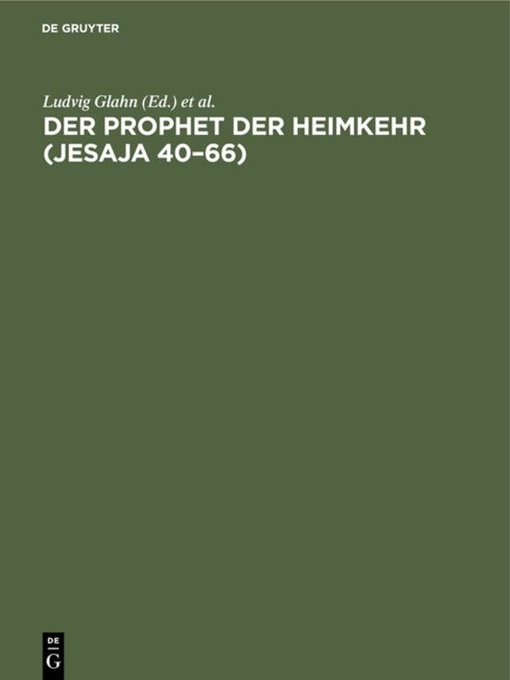 Produktbild: Der Prophet der Heimkehr (Jesaja 40&ndash;66)