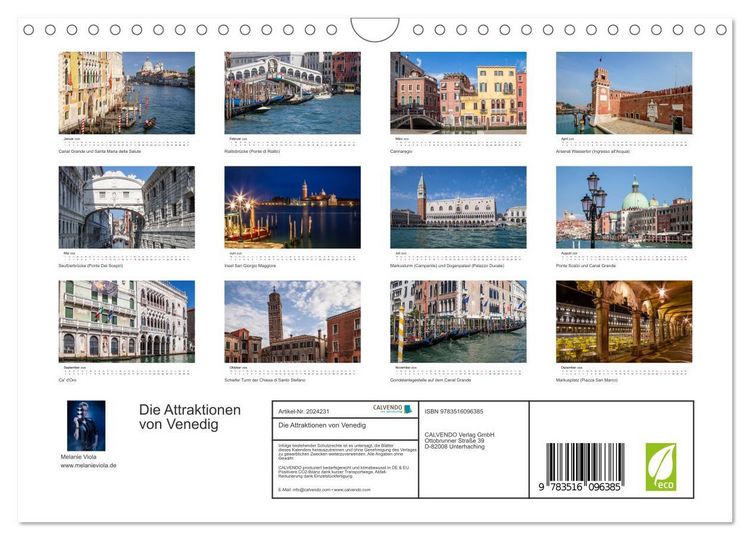 Produktbild: Die Attraktionen von Venedig (Wandkalender 2026 DIN A4 quer), CALVENDO Monatskalender