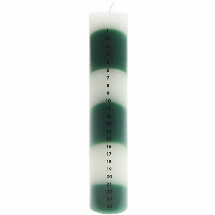 Produktbild: Adventskalender Kerze 1-24, Gr&uuml;n/Wei&szlig;