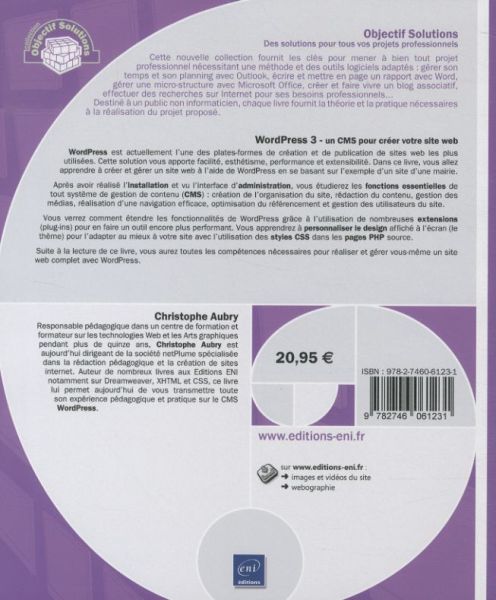 Produktbild: WordPress 3 : un CMS pour cr&eacute;er votre site Web