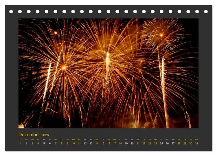 Produktbild: Feuerwerk - Explosives am Himmel (Tischkalender 2026 DIN A5 quer), CALVENDO Monatskalender