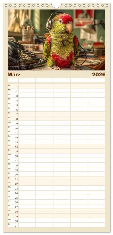 Produktbild: Familienplaner 2026 - Die Chaos GmbH - Tierisch faule Kollegen mit 5 Spalten (Wandkalender, 21 x 45 cm) CALVENDO
