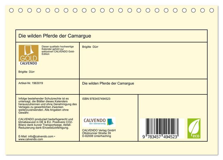 Produktbild: Die wilden Pferde der Camargue (Tischkalender 2026 DIN A5 quer), CALVENDO Monatskalender