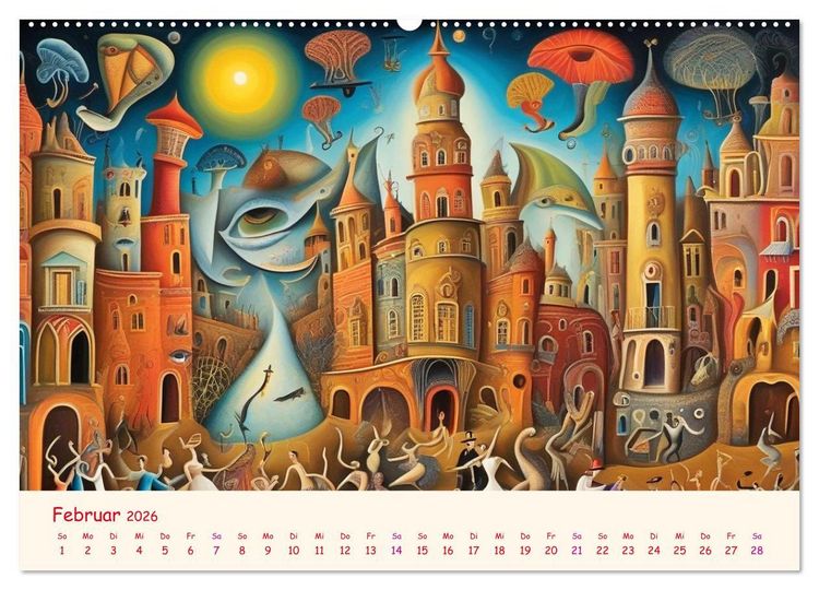 Produktbild: Absurdes Theater - In surrealen Traumwelten versinken (hochwertiger Premium Wandkalender 2026 DIN A2 quer), Kunstdruck in Hochglanz