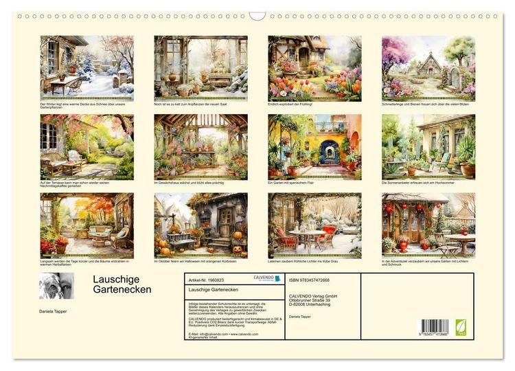 Produktbild: Lauschige Gartenecken (Wandkalender 2026 DIN A2 quer), CALVENDO Monatskalender