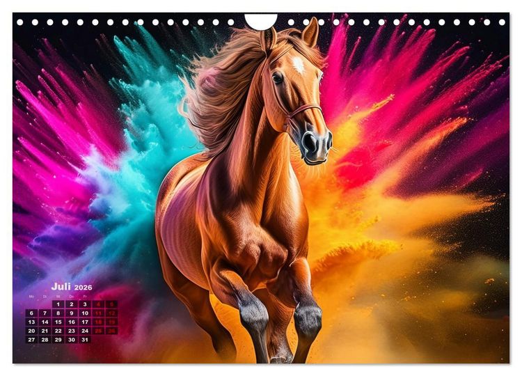 Produktbild: Pferde im Farbenrausch (Wandkalender 2026 DIN A4 quer), CALVENDO Monatskalender