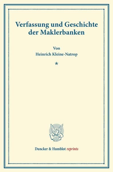 Produktbild: Verfassung und Geschichte der Maklerbanken.