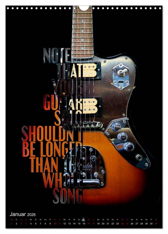 Produktbild: Rockgitarren Textposter (Wandkalender 2026 DIN A3 hoch), CALVENDO Monatskalender
