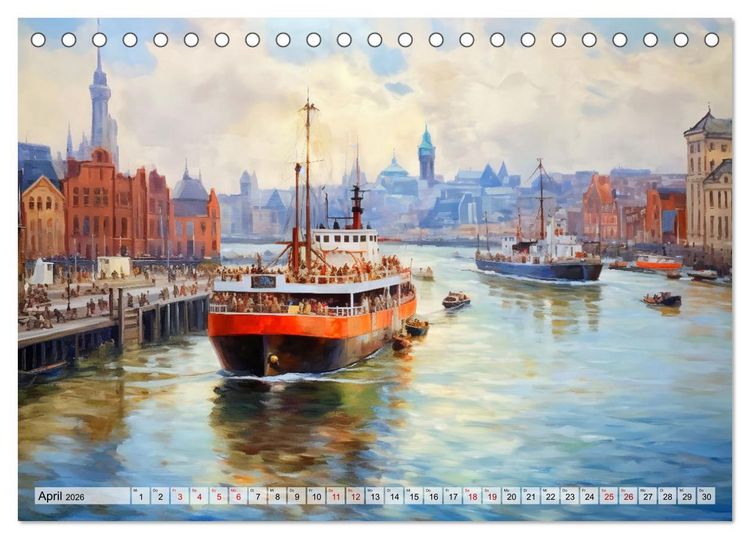 Produktbild: Hafenkante - Ein Leben mit und f&uuml;r den Hafen (Tischkalender 2026 DIN A5 quer), CALVENDO Monatskalender