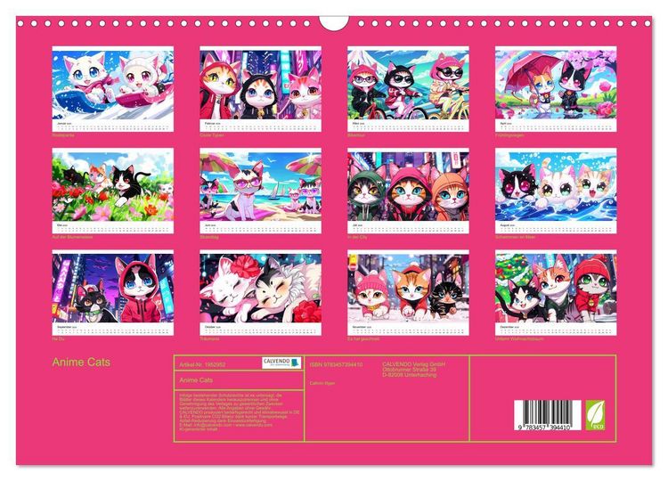 Produktbild: Anime Cats (Wandkalender 2026 DIN A3 quer), CALVENDO Monatskalender