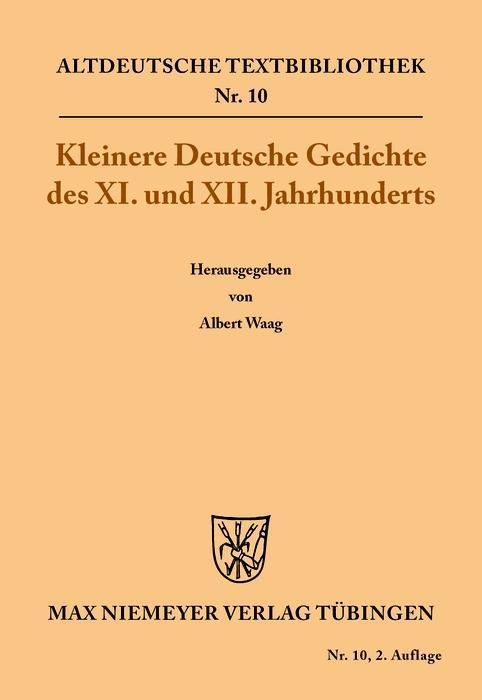 Produktbild: Kleinere Deutsche Gedichte des XI. und XII. Jahrhunderts