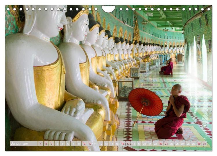 Produktbild: IM REICH DES BUDDHA - DER ROTE SCHIRM (Wandkalender 2027 DIN A4 quer), CALVENDO Monatskalender