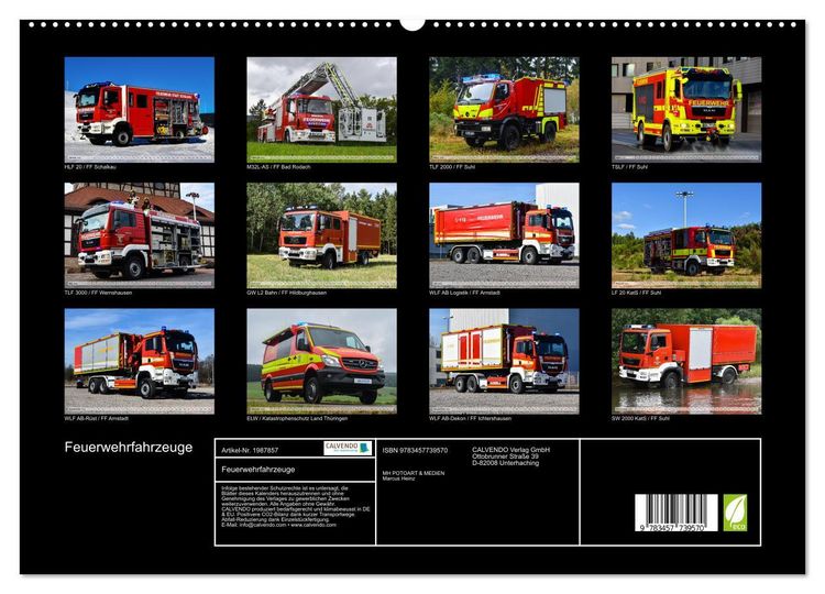Produktbild: Feuerwehrfahrzeuge (hochwertiger Premium Wandkalender 2026 DIN A2 quer), Kunstdruck in Hochglanz