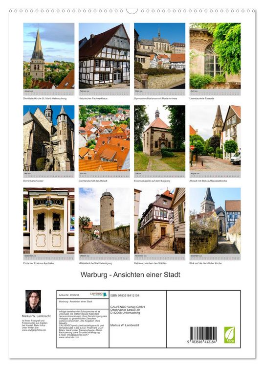 Produktbild: Warburg - Ansichten einer Stadt (hochwertiger Premium Wandkalender 2026 DIN A2 hoch), Kunstdruck in Hochglanz