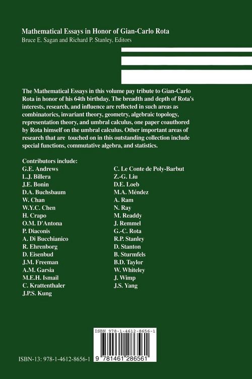 Produktbild: Mathematical Essays in honor of Gian-Carlo Rota