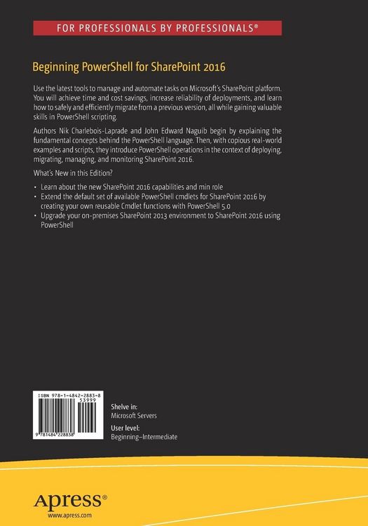 Produktbild: Beginning PowerShell for SharePoint 2016