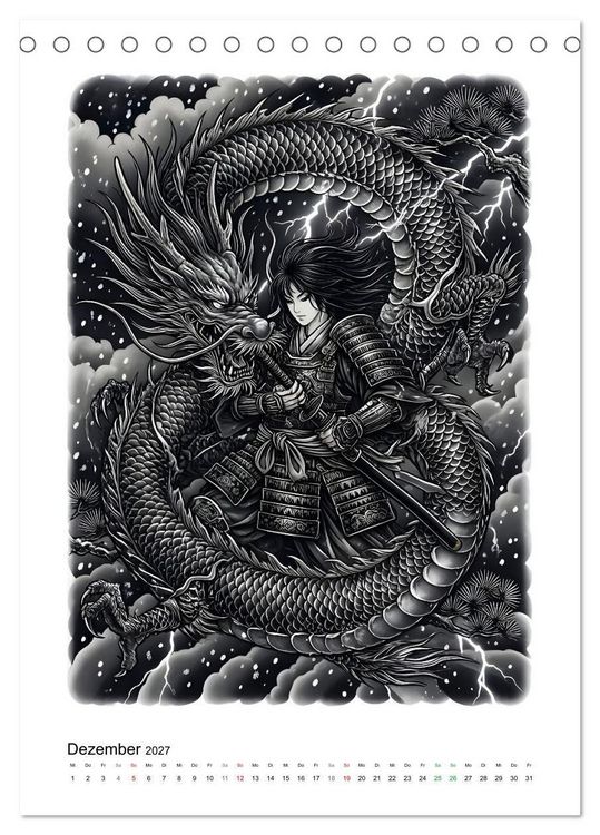 Produktbild: Irezumi - Japans Seele in zwei Farben (Tischkalender 2027 DIN A5 hoch), CALVENDO Monatskalender